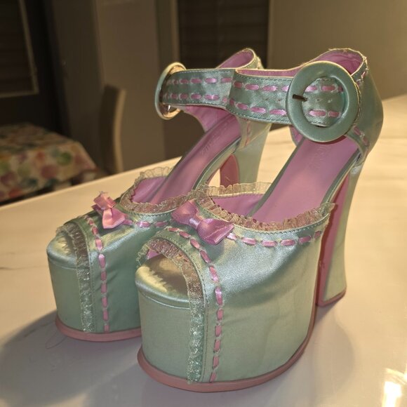 Dollskill - Posh Possessions Platform Heels- Mint - Picture 1 of 4